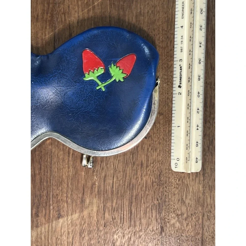 Vintage Leather Coin purse Antique Germany Blue Strawberry Quirky Chiq